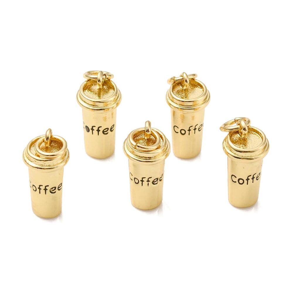 8426 10pcs 18K Real Gold Plated Coffee Charms for Jewelry Making